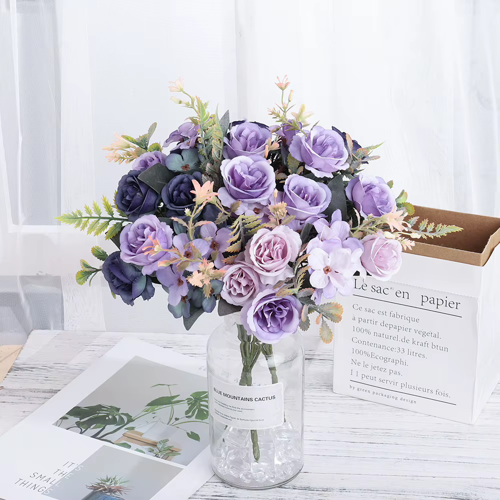 Beaux Roses artificielles hortensia en soie
