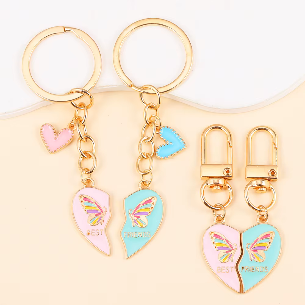 Meilleur ami porte-clés émail amour coeur épissure pendentif porte-clés BFF pour toujours amitié bijoux accessoires sac à main voiture porte-clés