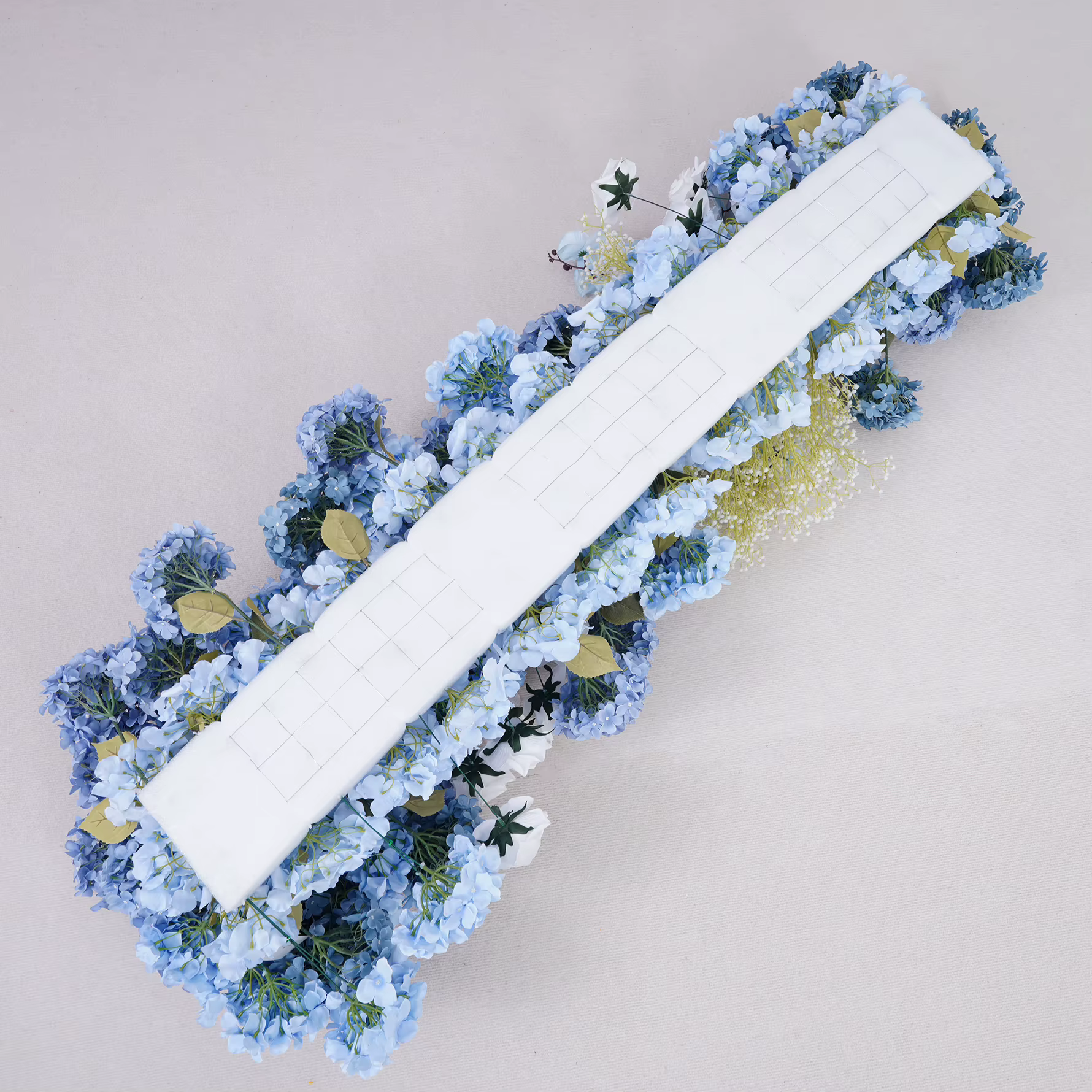 Grand hortensia bleu brume et blanc