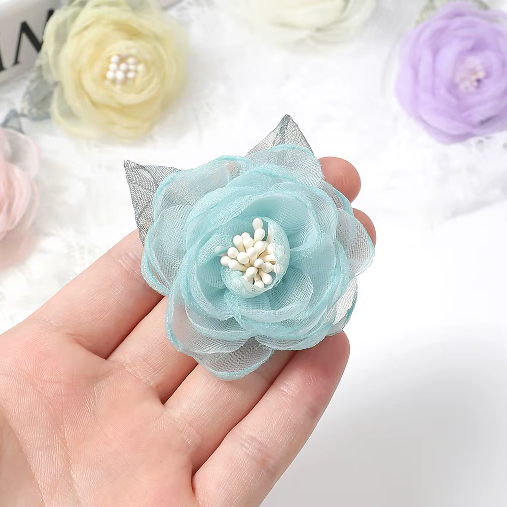 Fleur artificielle en tissu mousseline de soie