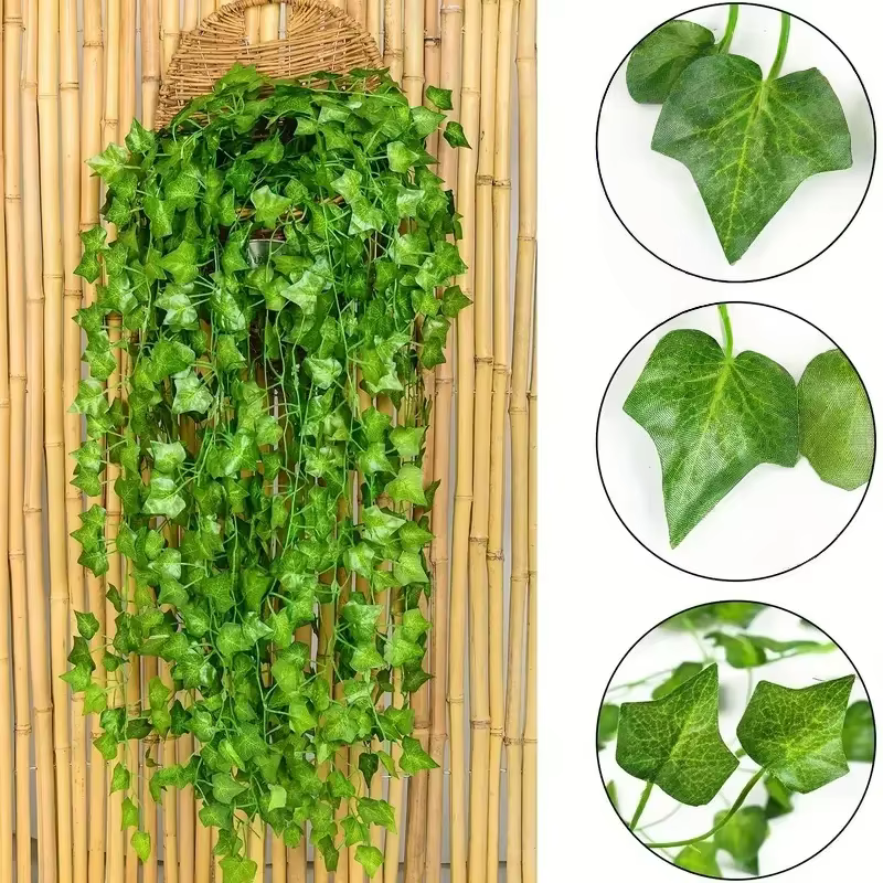 Guirlande de feuilles de lierre artificielles vertes