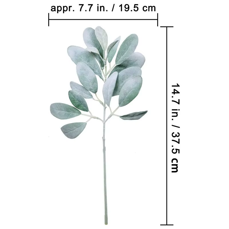 A36T-64Pcs Feuilles artificielles floquées en forme d'oreilles d'agneau