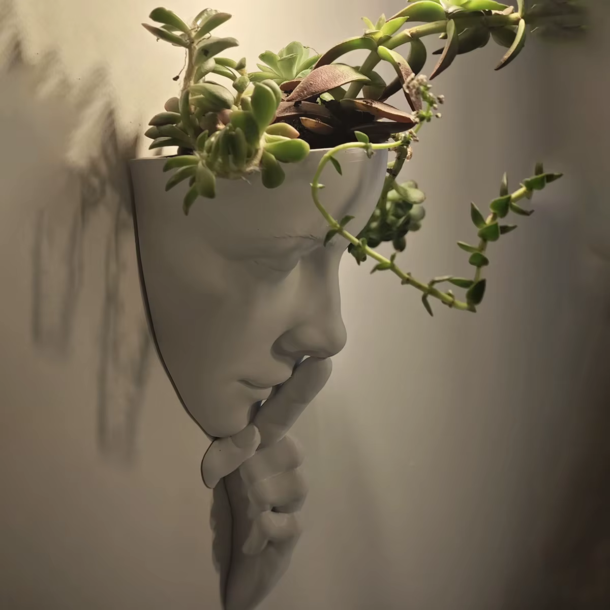 Jardinière murale Face Art, décoration verte créative, porte-fleurs mural de style nordique, décoration de maison personnalisée