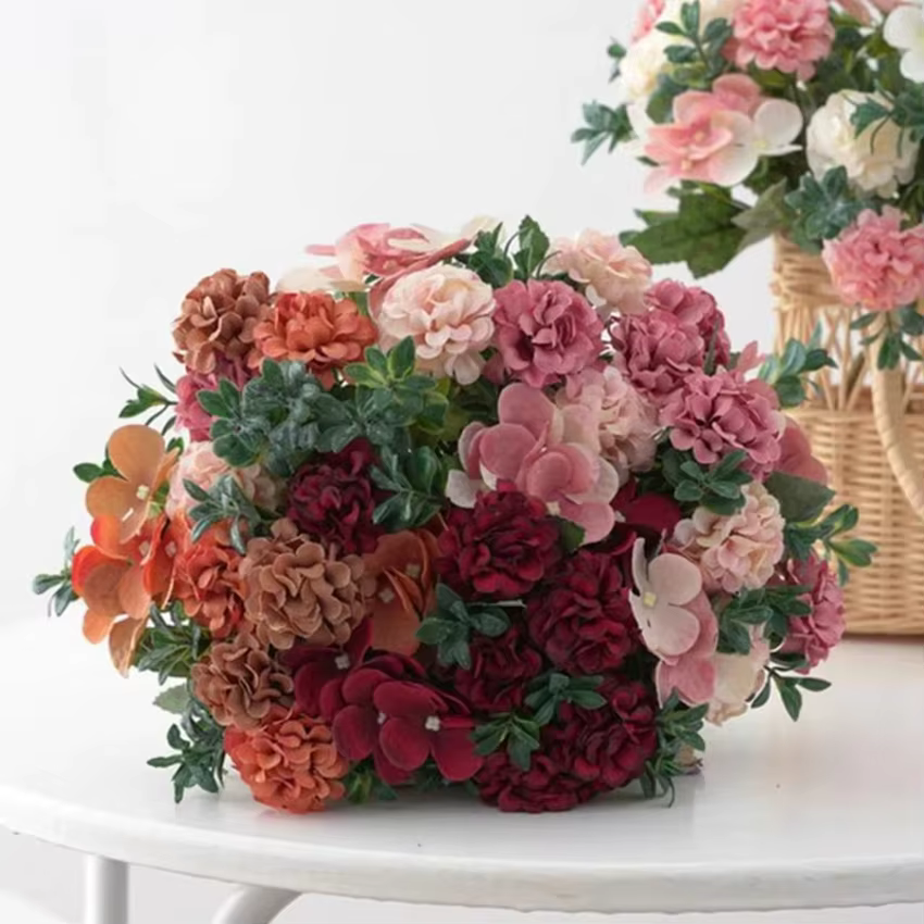 Fleurs artificielles Hortensia Bouquet De Mariée Accessoires Liquidation Festival Guirlande Clipping Vase Pour La Maison Décoration De Mariage