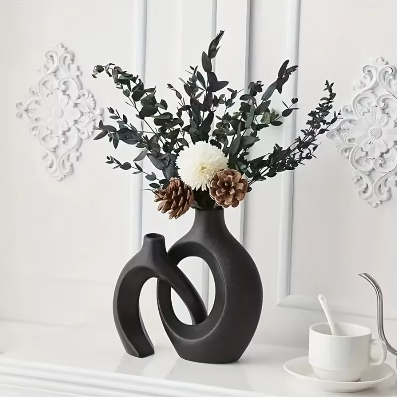 1 ensemble de vases à fleurs noirs nordiques