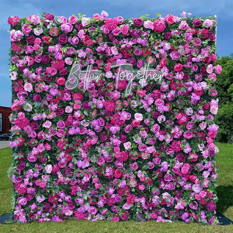 Mur de fleurs en tissu enroulable