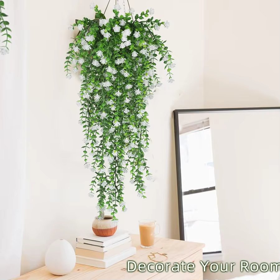 Plantes artificielles en plastique Eucalyptus camélia mariage saint valentin extérieur jardin maison