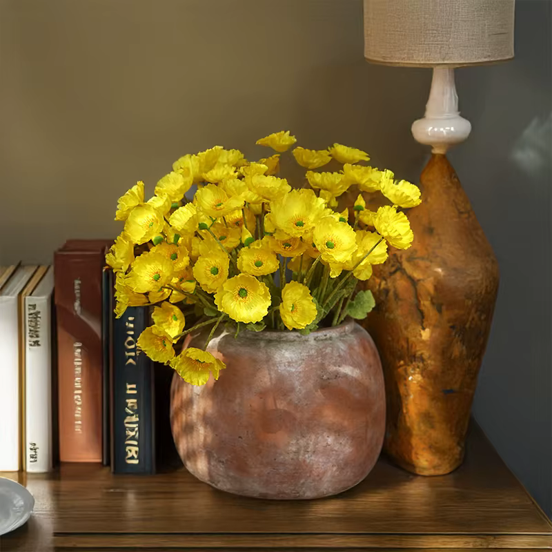 Fleurs artificielles de pavot en velours 24 pouces