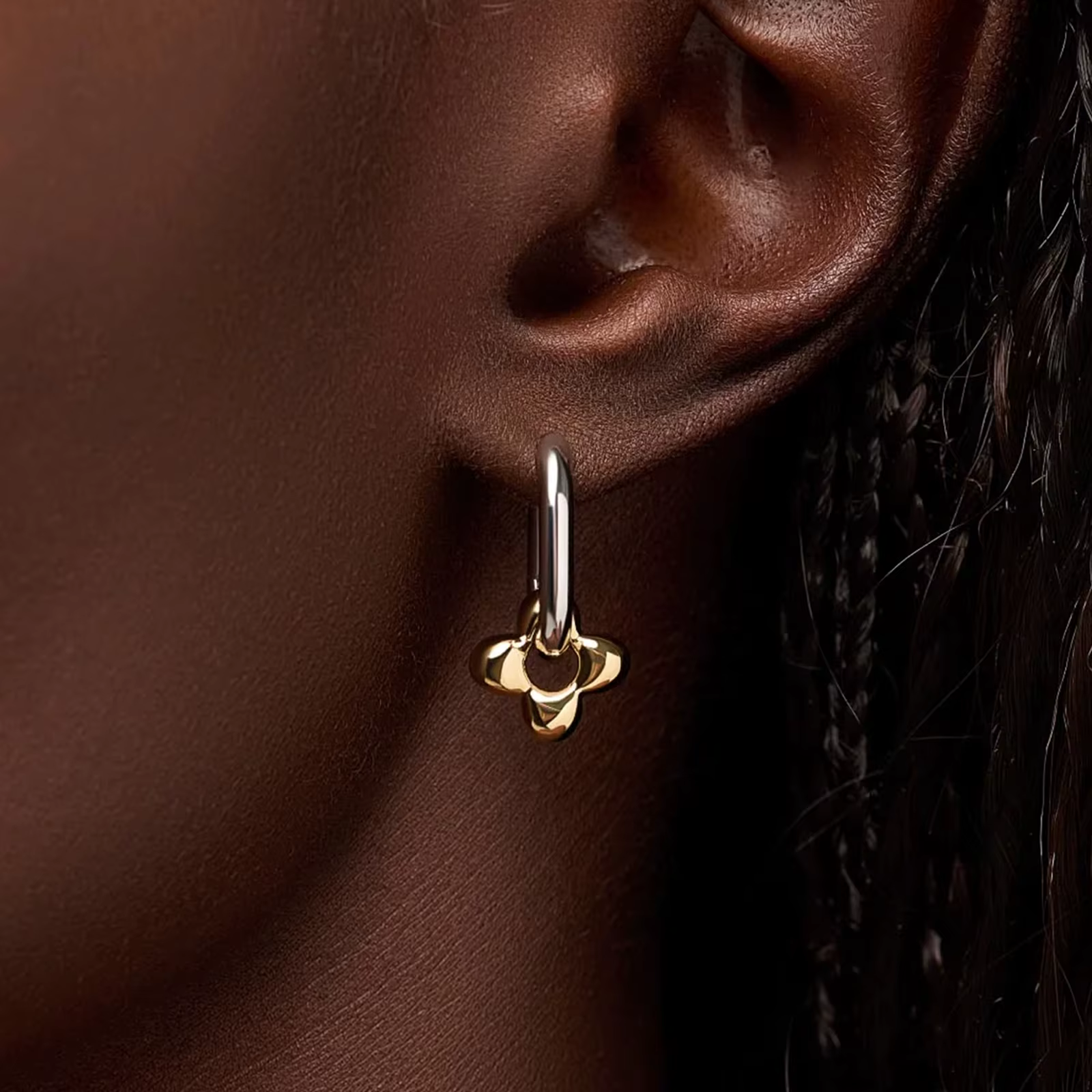 DPLAOPA 925 en argent Sterling deux cercles irréguliers Piercing fleur cerceau boucles 2025 femmes de luxe à la mode Fine mignon cadeau bijoux