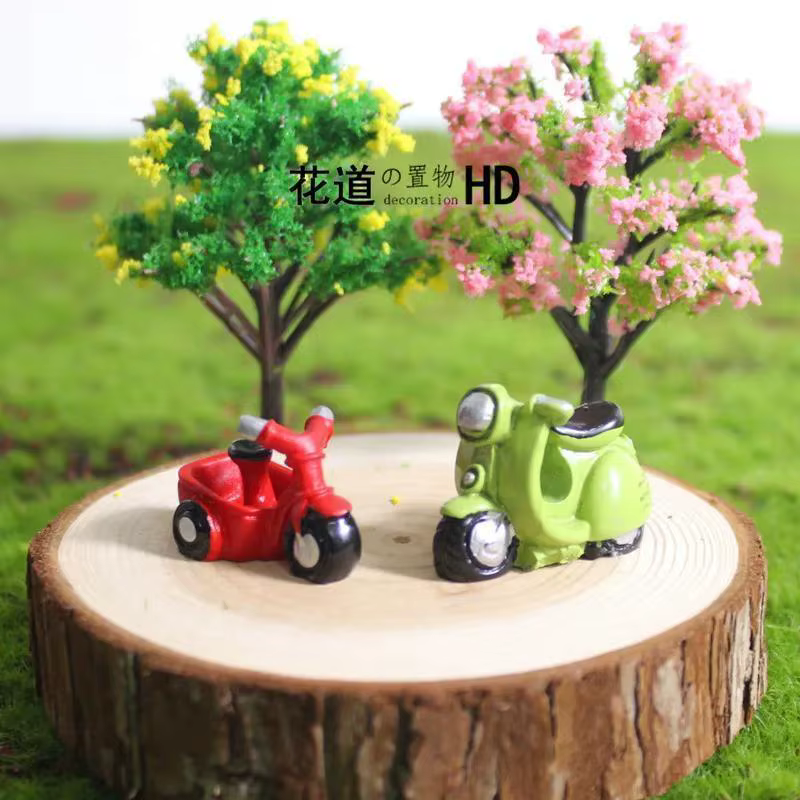Nouveau Mini moto Tricycle Micro paysage bricolage petits ornements poupée gâteau décorations succulentes combinaison plantes en pot