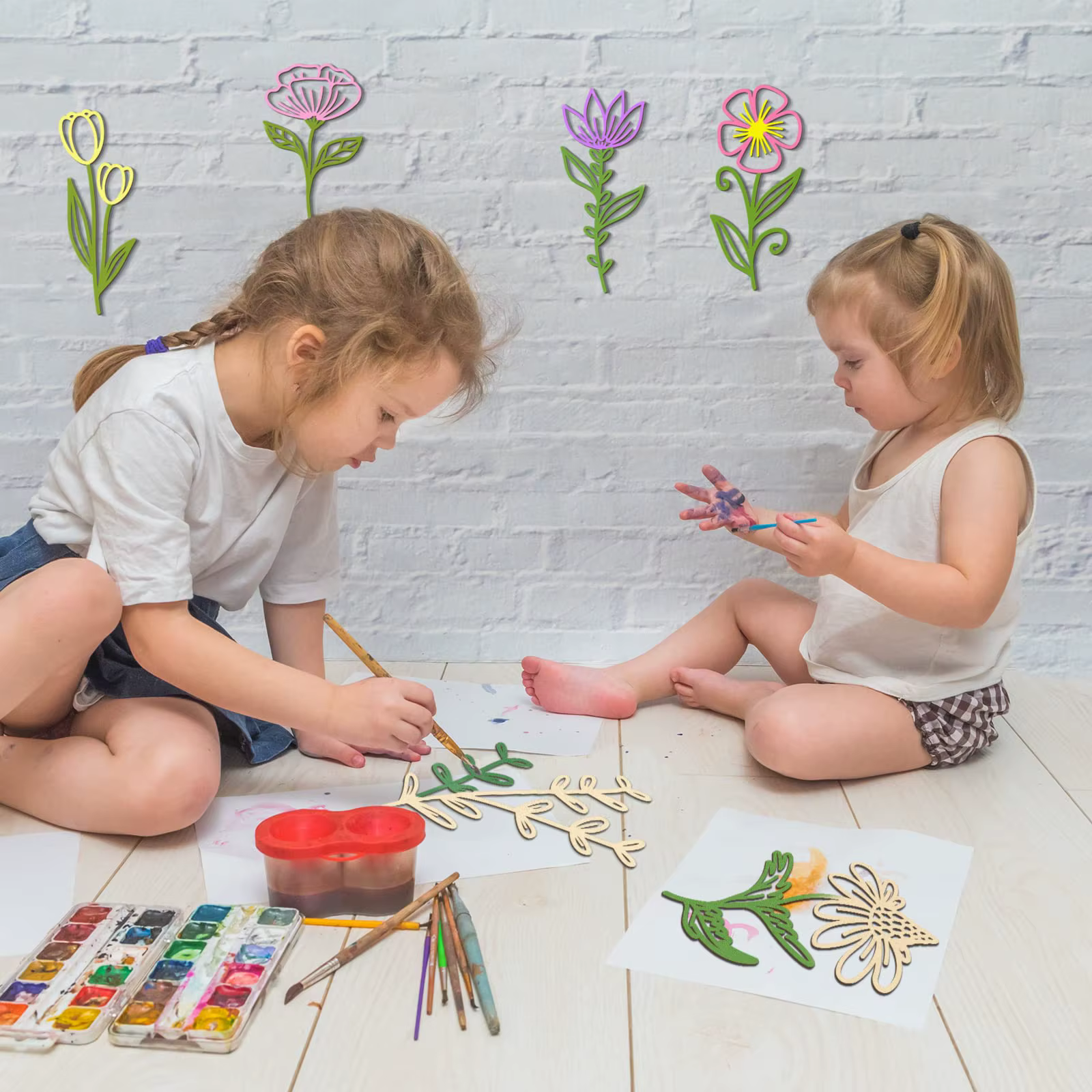 Décoration murale de fleurs sauvages en bois
