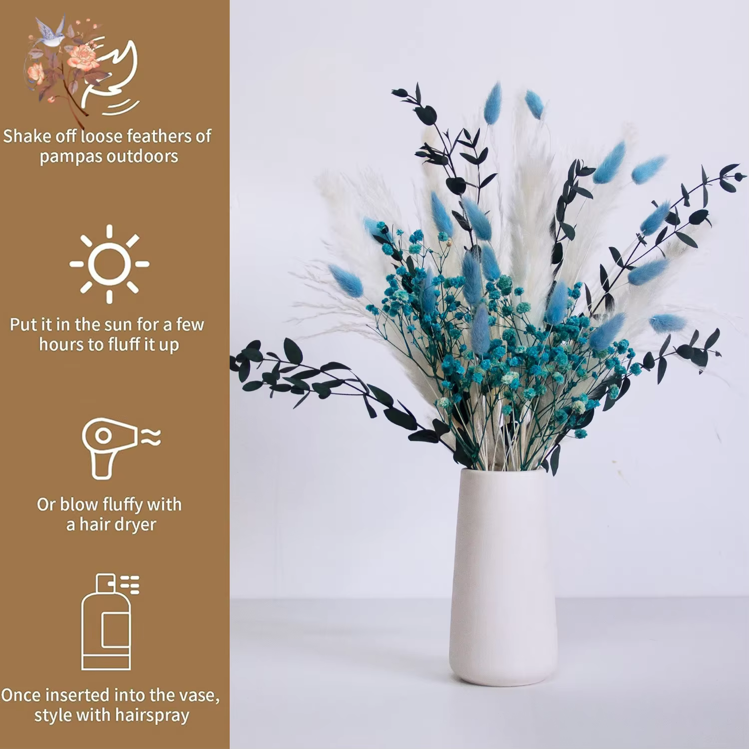 Bouquets de fleurs séchées pour la décoration intérieure