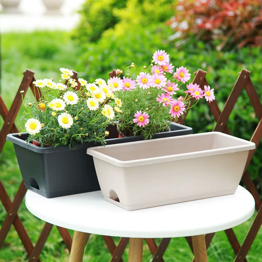 Lot de 3 pots de fleurs rectangulaires en résine