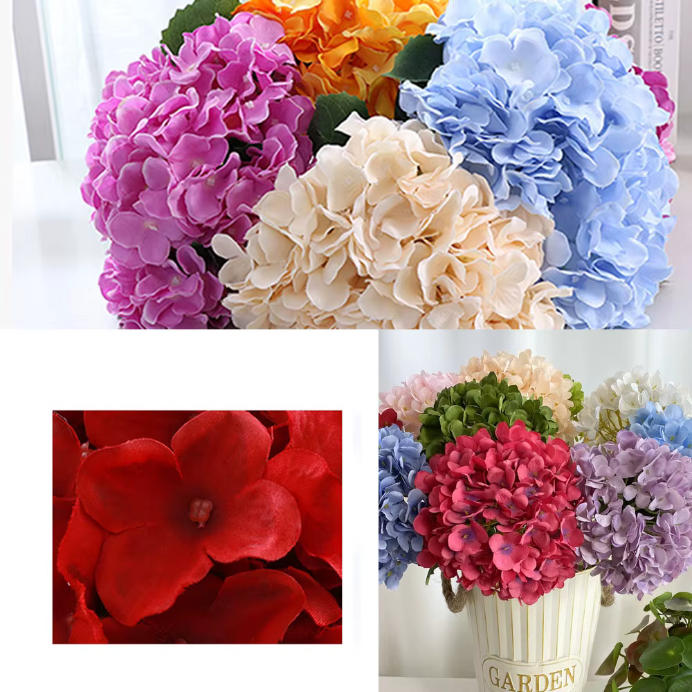 1 bouquet de fleurs d'hortensia artificielles en soie