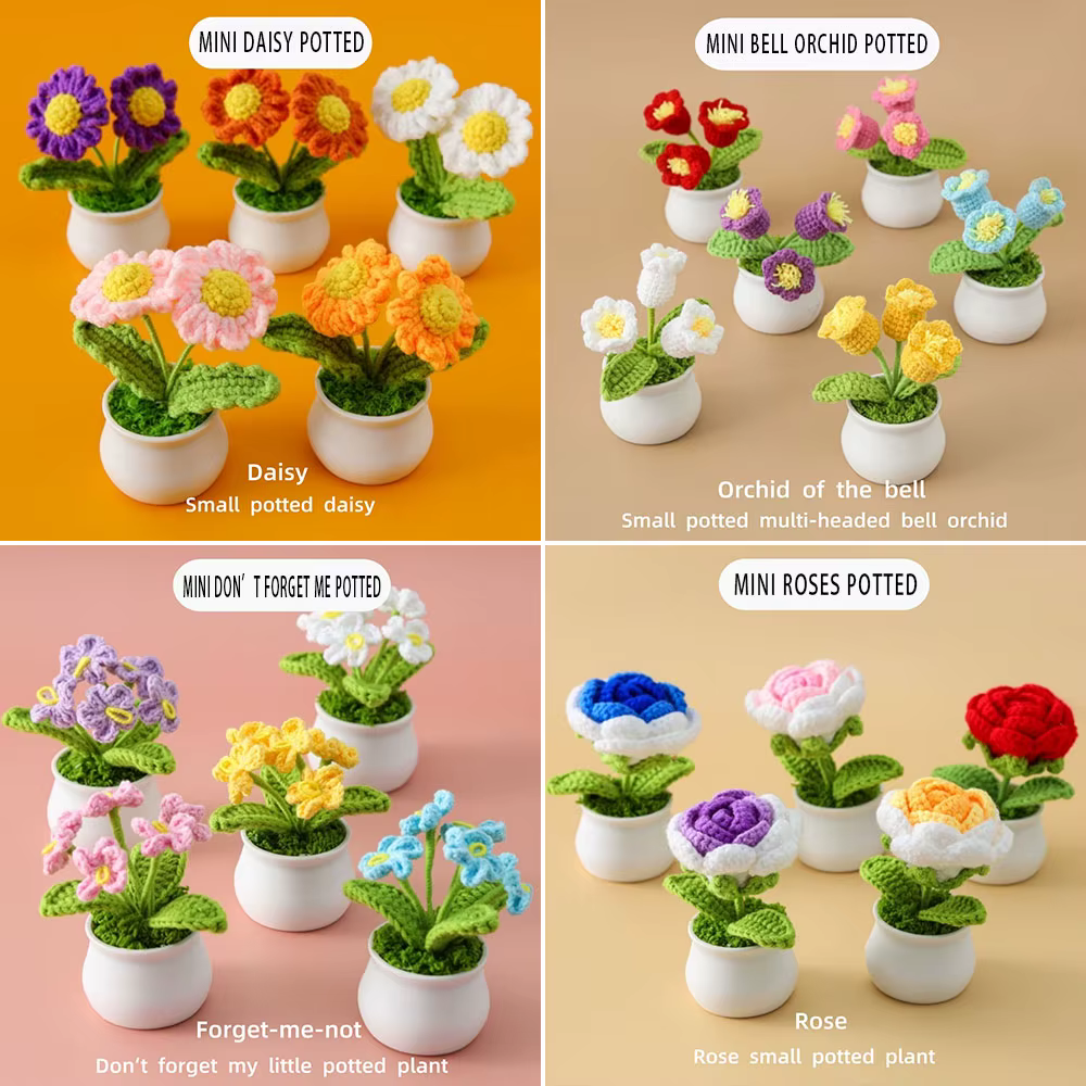 Tricoté à la main tournesol tulipe Crochet fleurs empotage tissé
