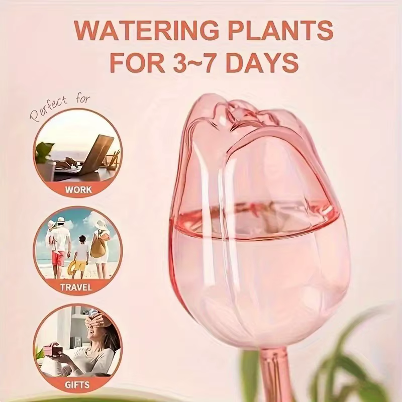 Boules d'arrosage pour plantes en forme de tulipe rose