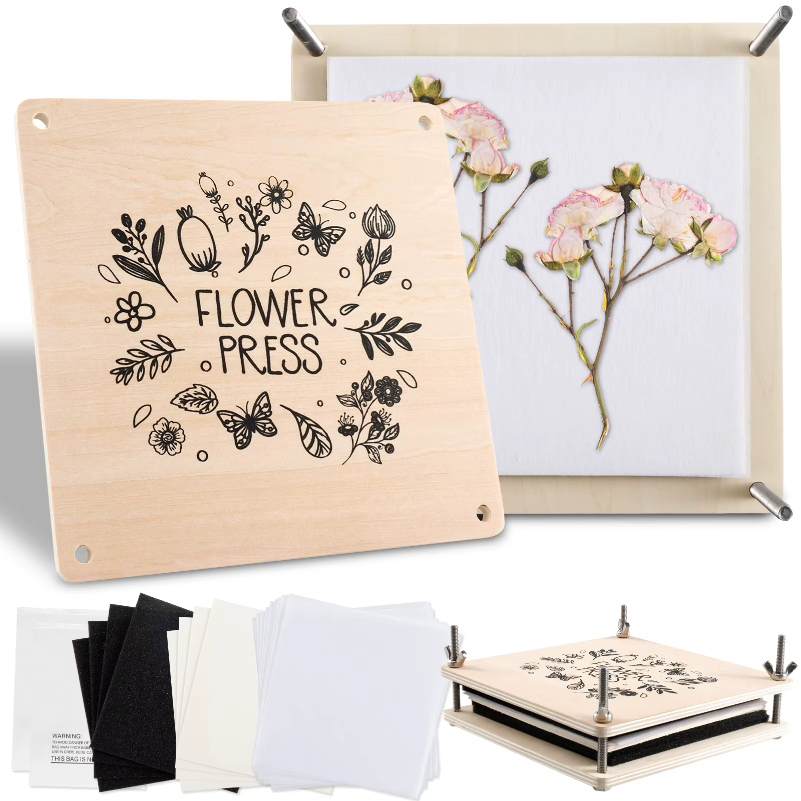 Kit de presse à fleurs professionnel en bois