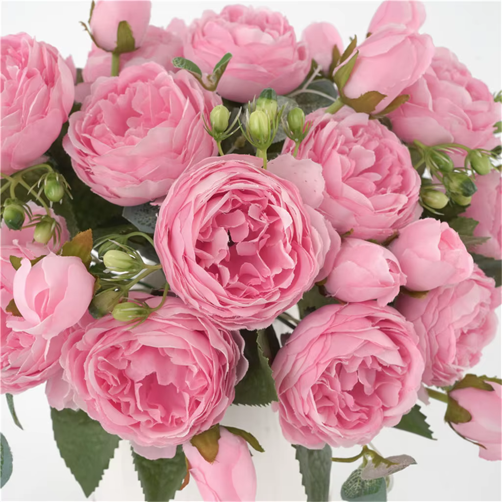1 bouquet de fleurs pivoines en soie