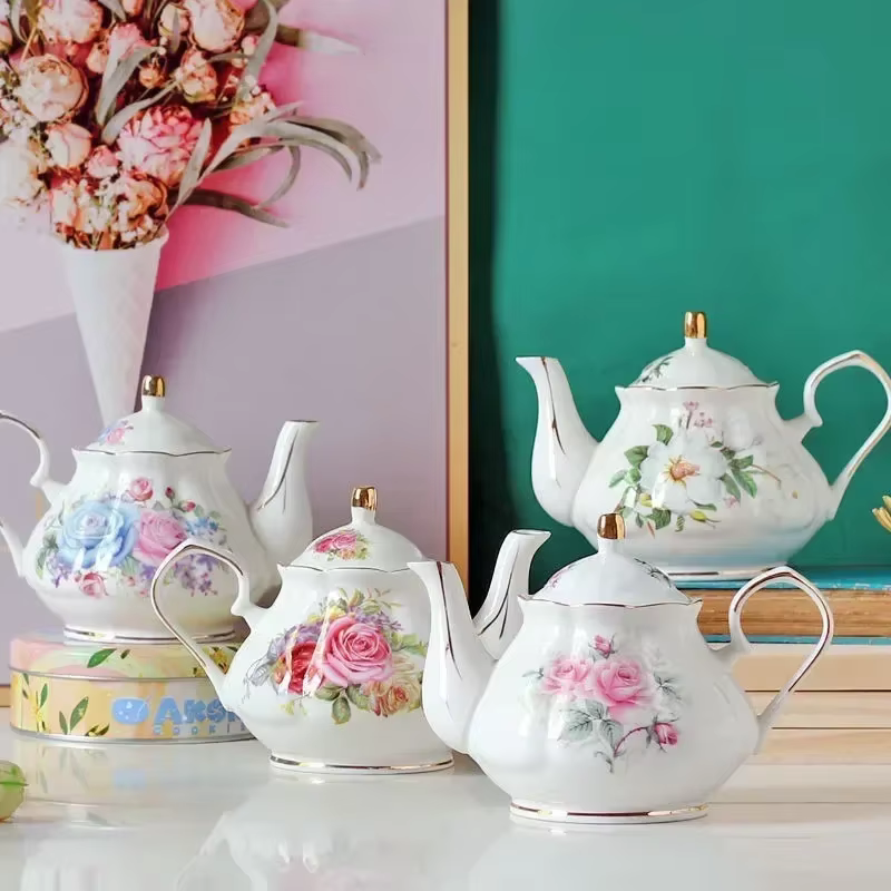 Noble Bone China 500ML théière camélia rose Pot café ensemble maison qualité haute porcelaine bouilloire fête pichet