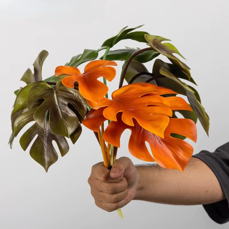 Lot de 5 feuilles de Monstera artificielles en PU
