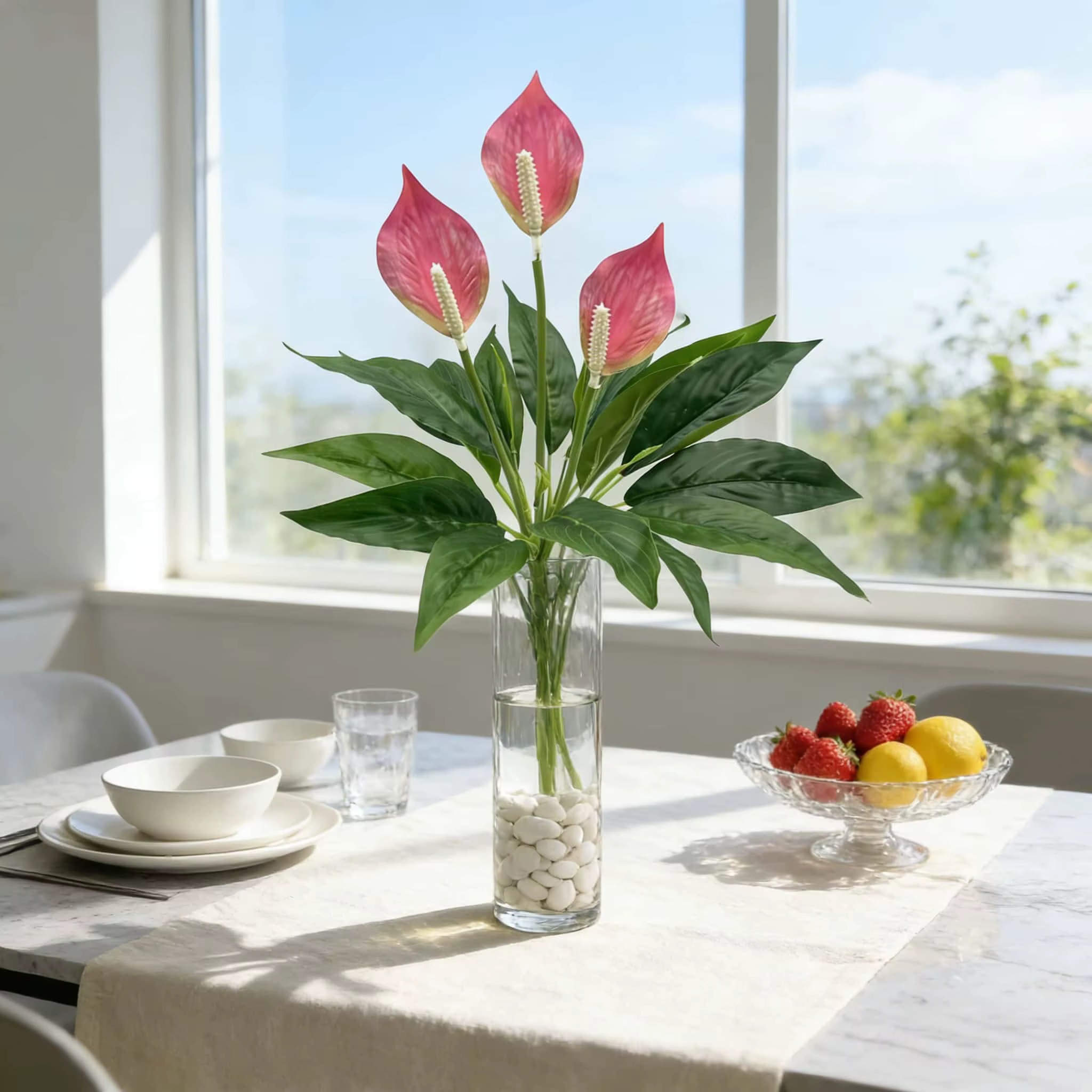1/3 pièces plante de lys de paix artificielle Spathiphyllum réaliste pour jardin Patio balcon été vacances de mariage intérieur extérieur décor