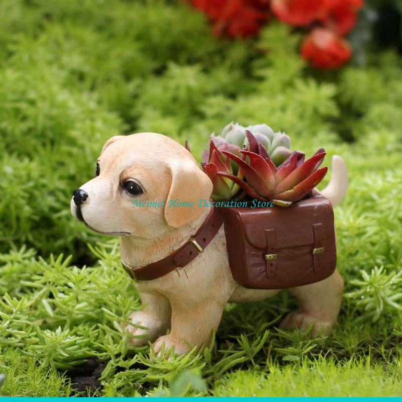 H7BF Pot fleurs en forme chien