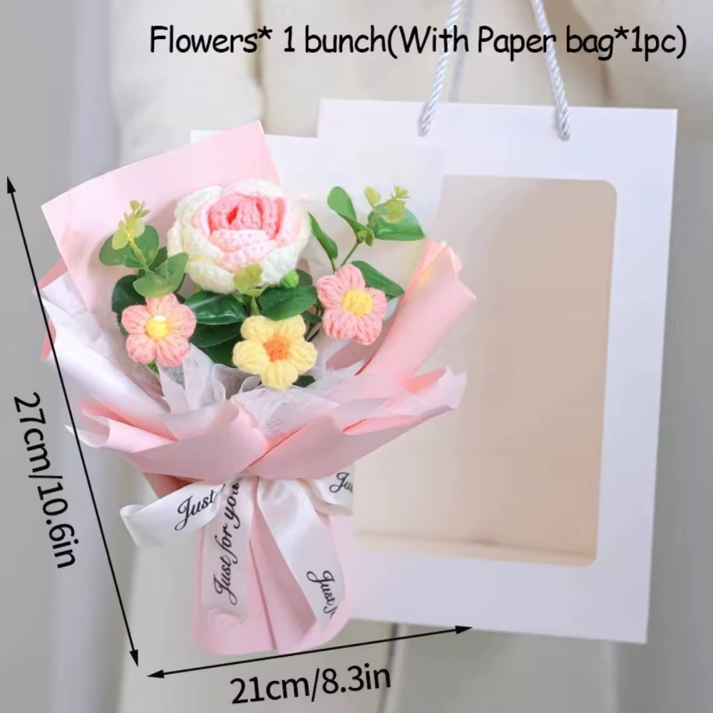 Nouveau Bouquet de fleurs au Crochet en coton tissé avec lampe