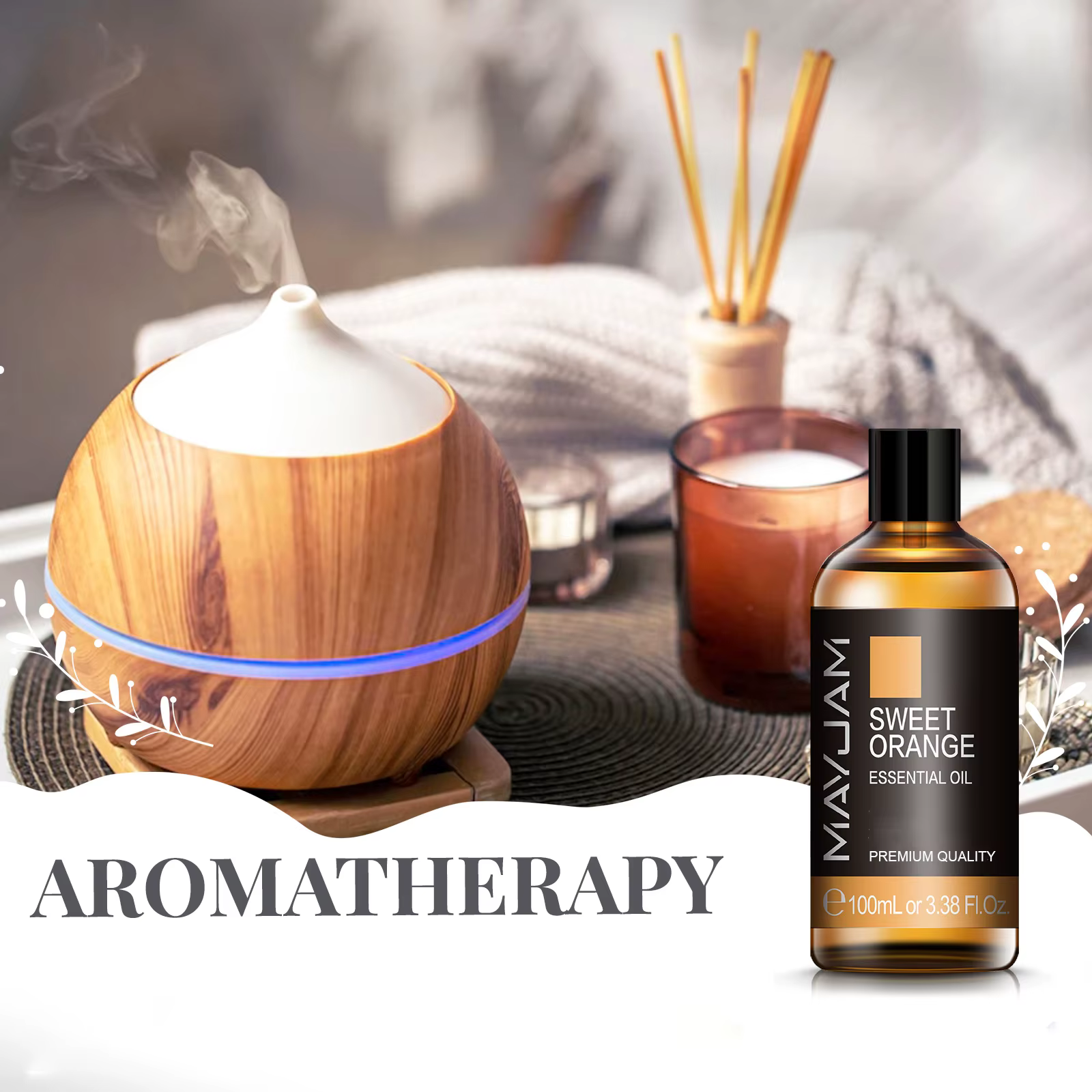 Huiles essentielles aromatiques MAYJAM 100ml 500ml Romarin Orange douce Lavande Eucalyptus Menthe Bergamote
