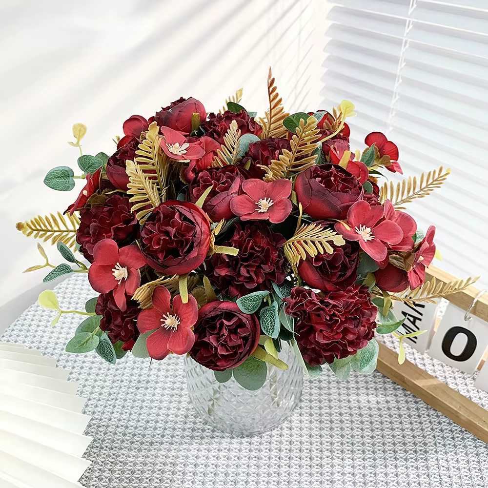 Grandes roses de thé artificielles en soie