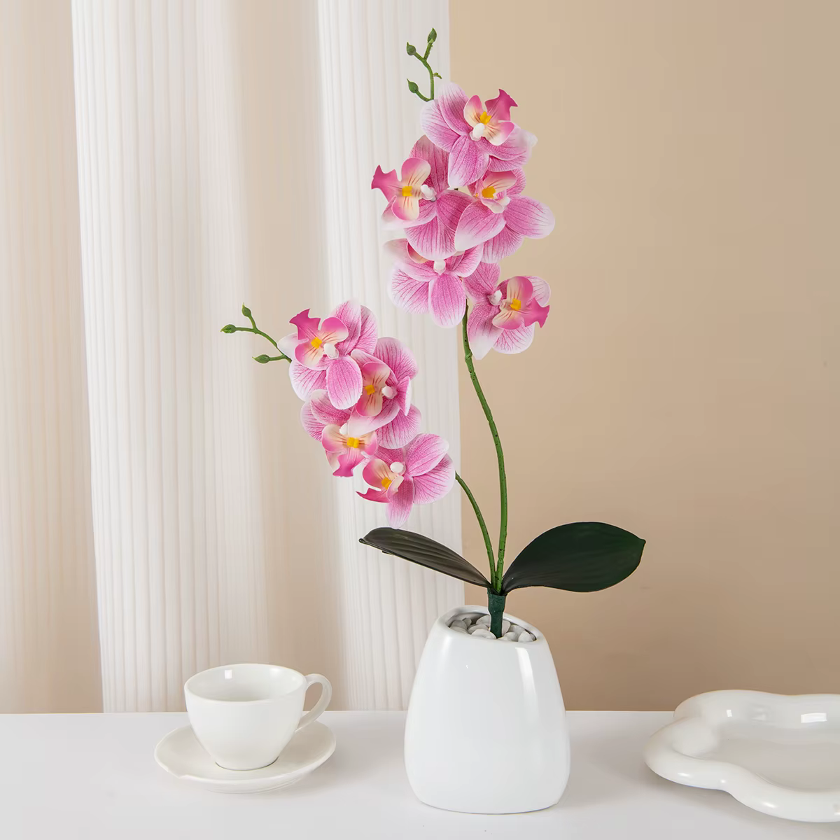 Fleurs artificielles 2 orchidées papillon fourchues maison chambre Vase Table Decor mariage jardin extérieur mariée Bouquets couronne de bricolage cadeaux