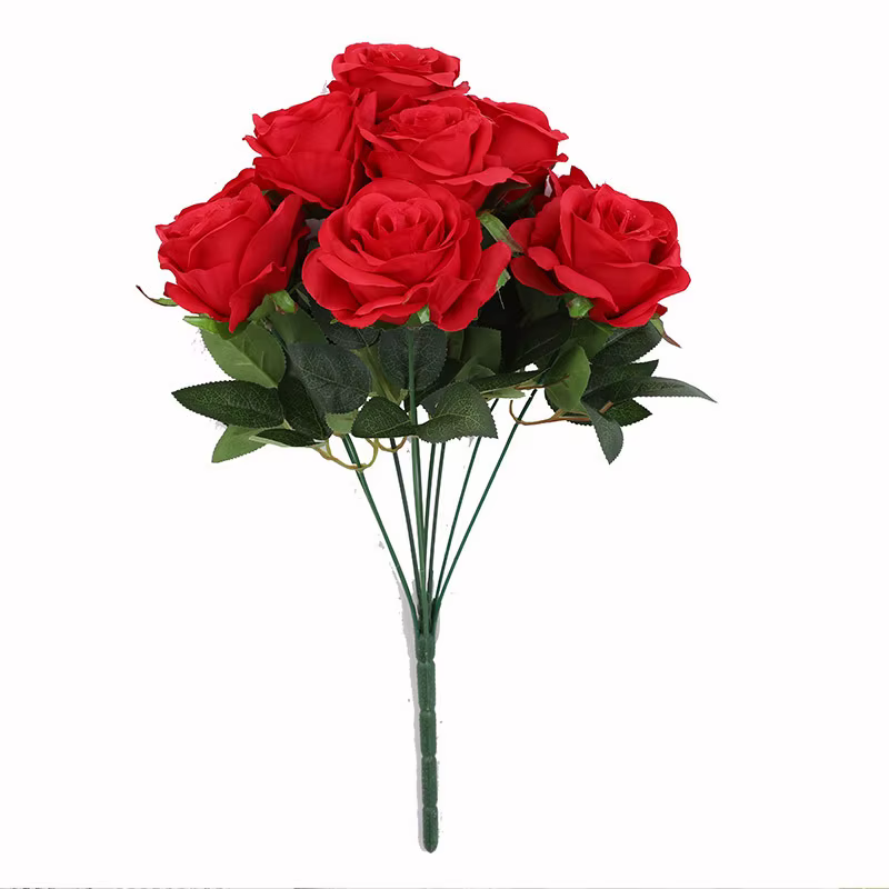 Bouquet de Roses Artificielles Blanches et Rouges