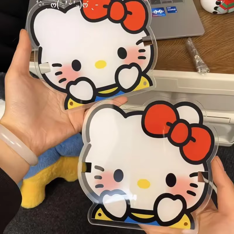 Support de rangement pour pinces à cheveux en acrylique Hello Kitty Kawaii, cadre de lunettes, accessoires de coiffure mignons pour bureau, cadre de lunettes