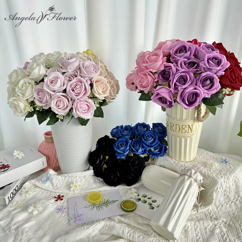 Bouquet de fleurs en perles, accessoires d'arrangement floral, accessoire photo, cadeau de la Saint-Valentin, décoration de vase de table, 9 têtes A3280