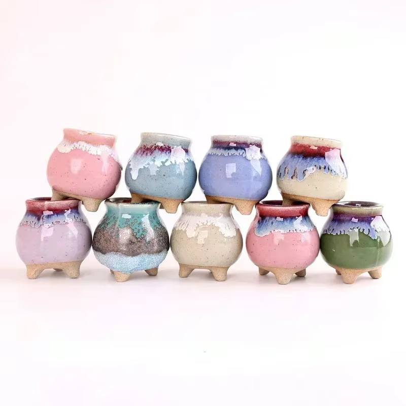 Pots de fleurs en céramique craquelées de glace pour la maison succulente décoration de bureau de jardin Mini