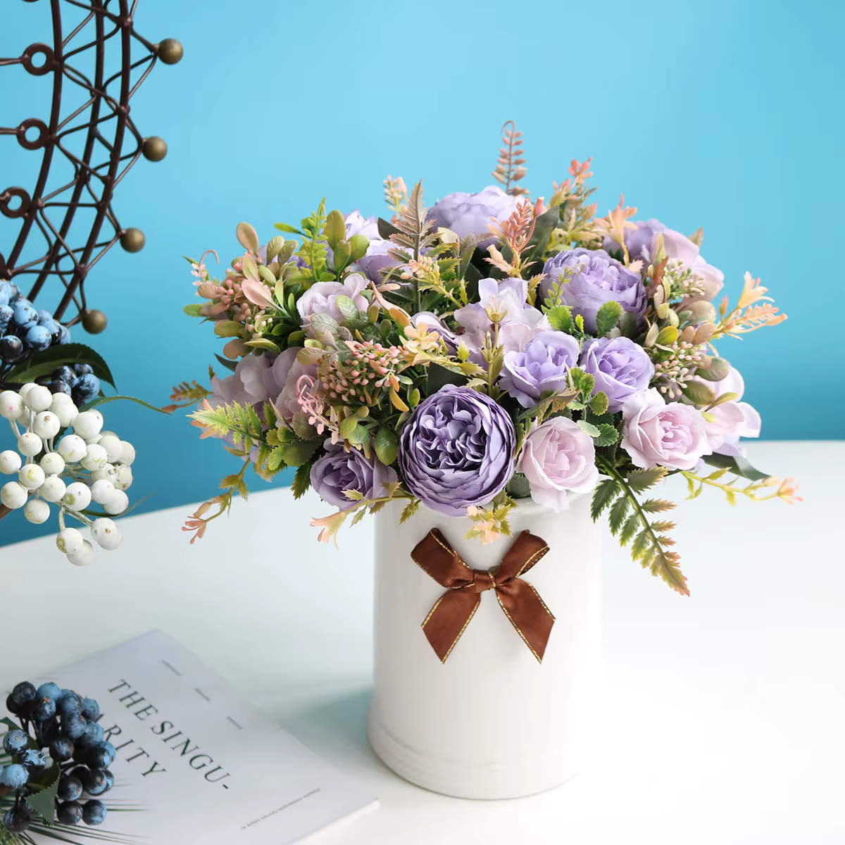 Pivoines Rose fleurs artificielles automne fausse pivoine soie hortensia