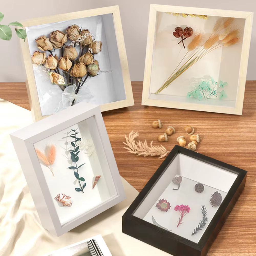 Boîte de rangement en bois pour spécimen d'ombre de fleur de noix de coco