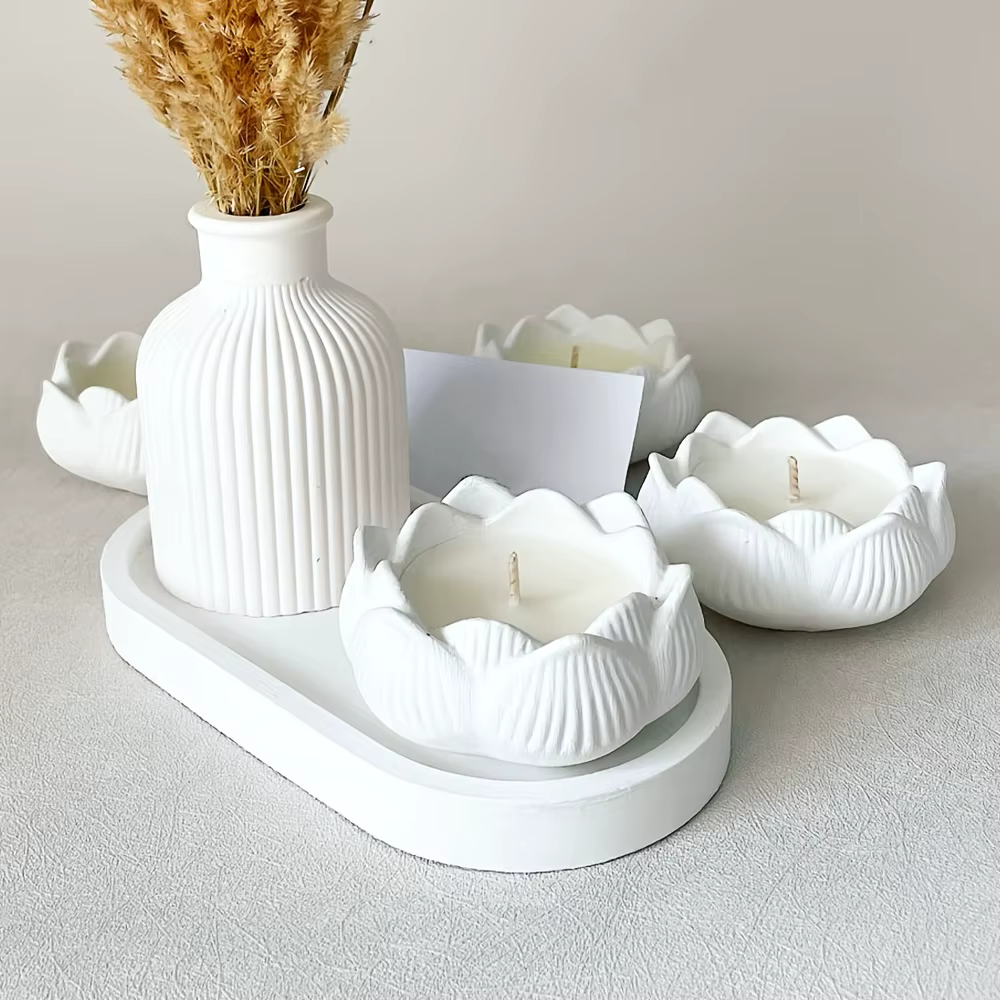 Plateau de Vase rayé Lotus, ensemble de moules en Silicone, bricolage, résine époxy, moule en plâtre pour Arrangement floral, argile aromatique, artisanat, décoration de la maison