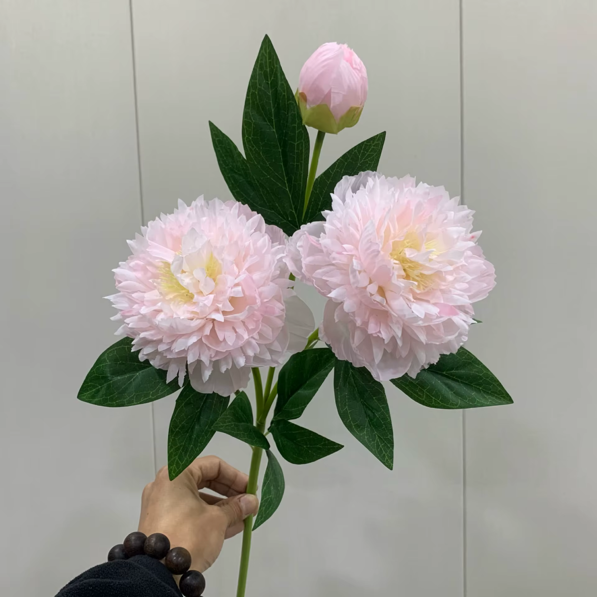 Réaliste 3 têtes pivoine longue branche fleurs artificielles en soie maison fête décoration de mariage flores chambre