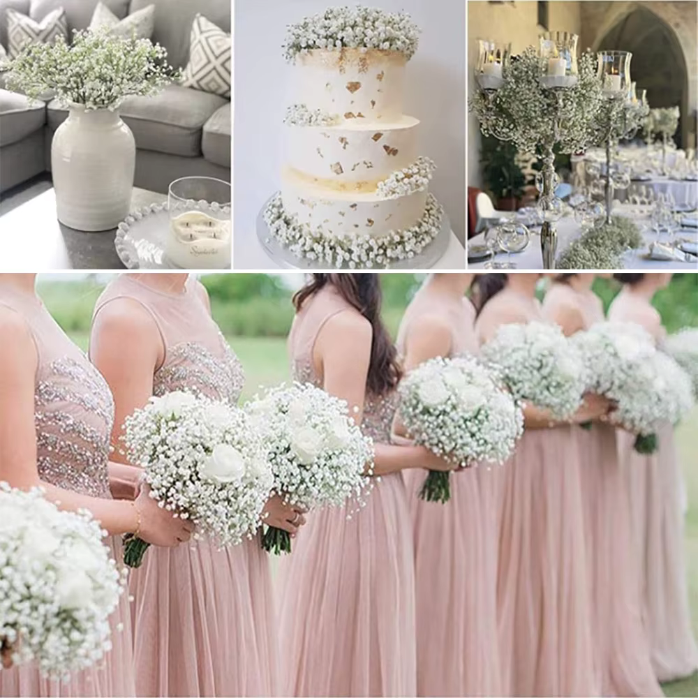 Bouquet de fleurs artificielles Gypsophila blanches pour bébé