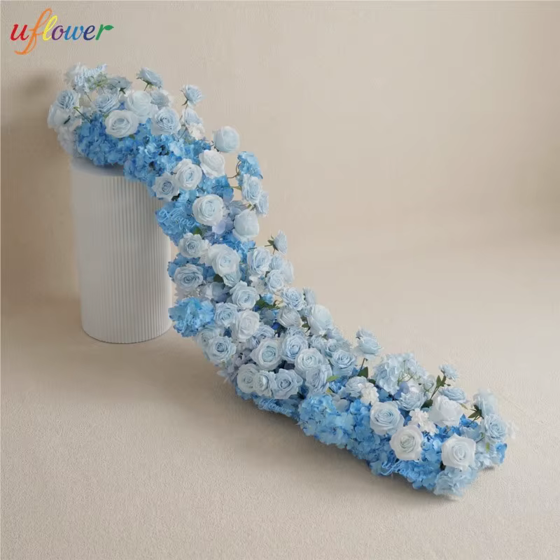 Guirlande de fleurs artificielles Uflower bleu clair