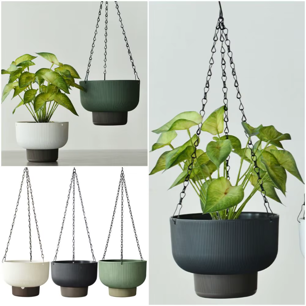 Pots de fleurs suspendus auto-arrosants blancs