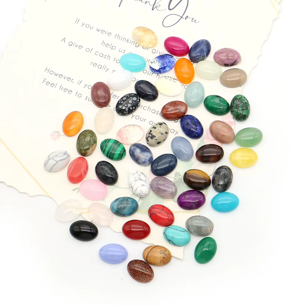 Perles de Cabochon ovale en pierre naturelle, cristal de Quartz, 10x14mm, perle à dos plat pour bagues, collier, bijoux faits à la main, cadeaux