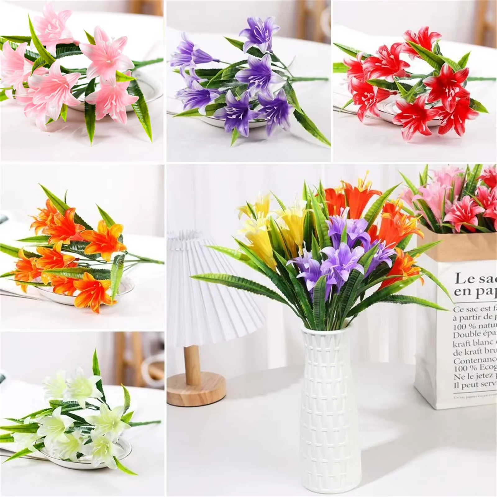 Fleurs artificielles de lys d'intérieur et d'extérieur