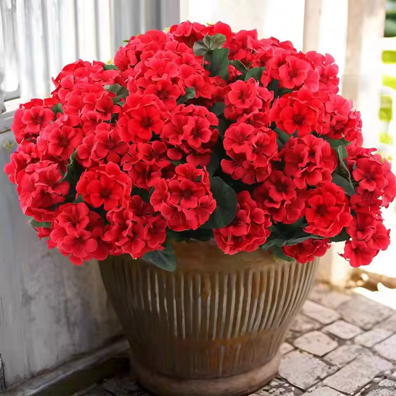 1/2 pièces de fleurs artificielles de géranium