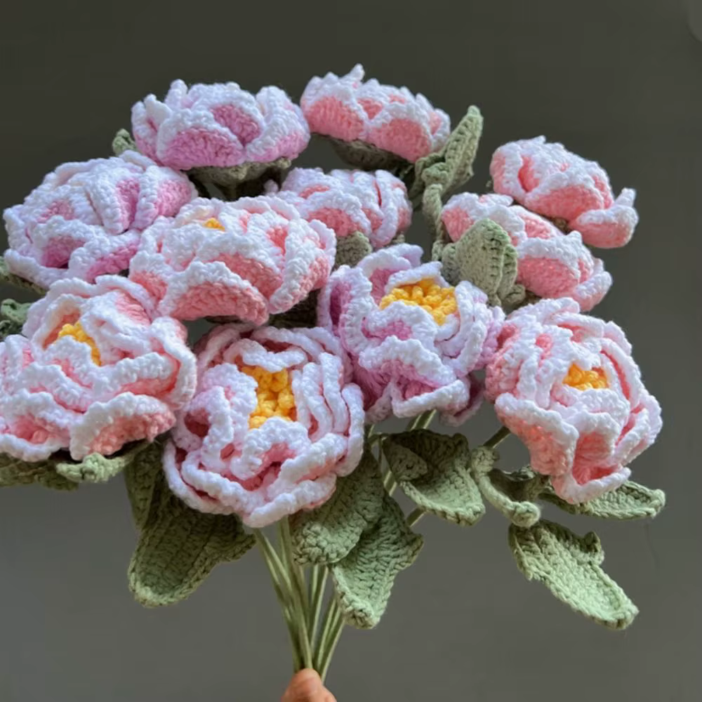 Bouquet de pivoines au crochet fait à la main
