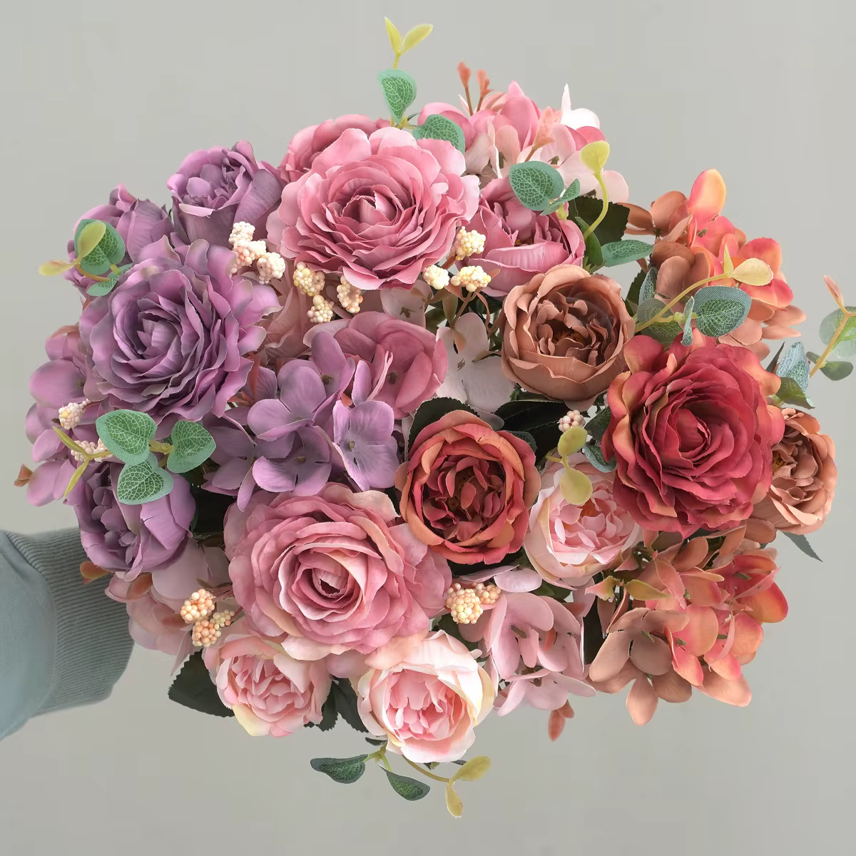 Bouquet de fleurs artificielles en soie : roses