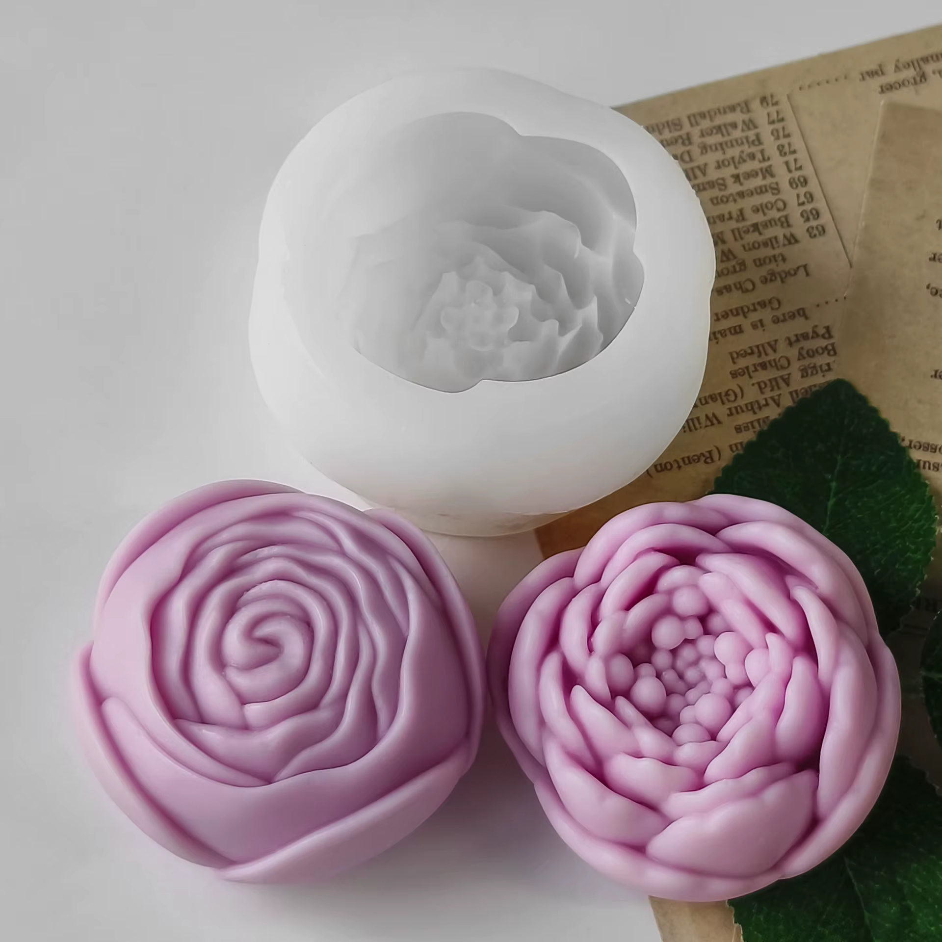 Moule à gâteau en forme de fleur de pivoine, bougie florale, en Silicone, pour savon, gypse, résine, moulage, outil de cuisson de gâteau au chocolat, cadeau de mariage