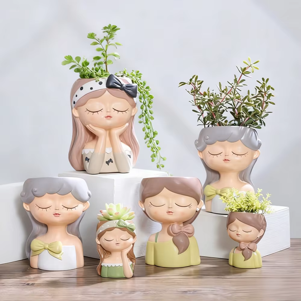 Petit Pot de plantes en résine pour fille mignonne