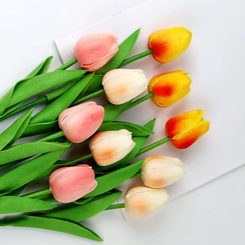 Bouquet de tulipes artificielles en PU au toucher réel