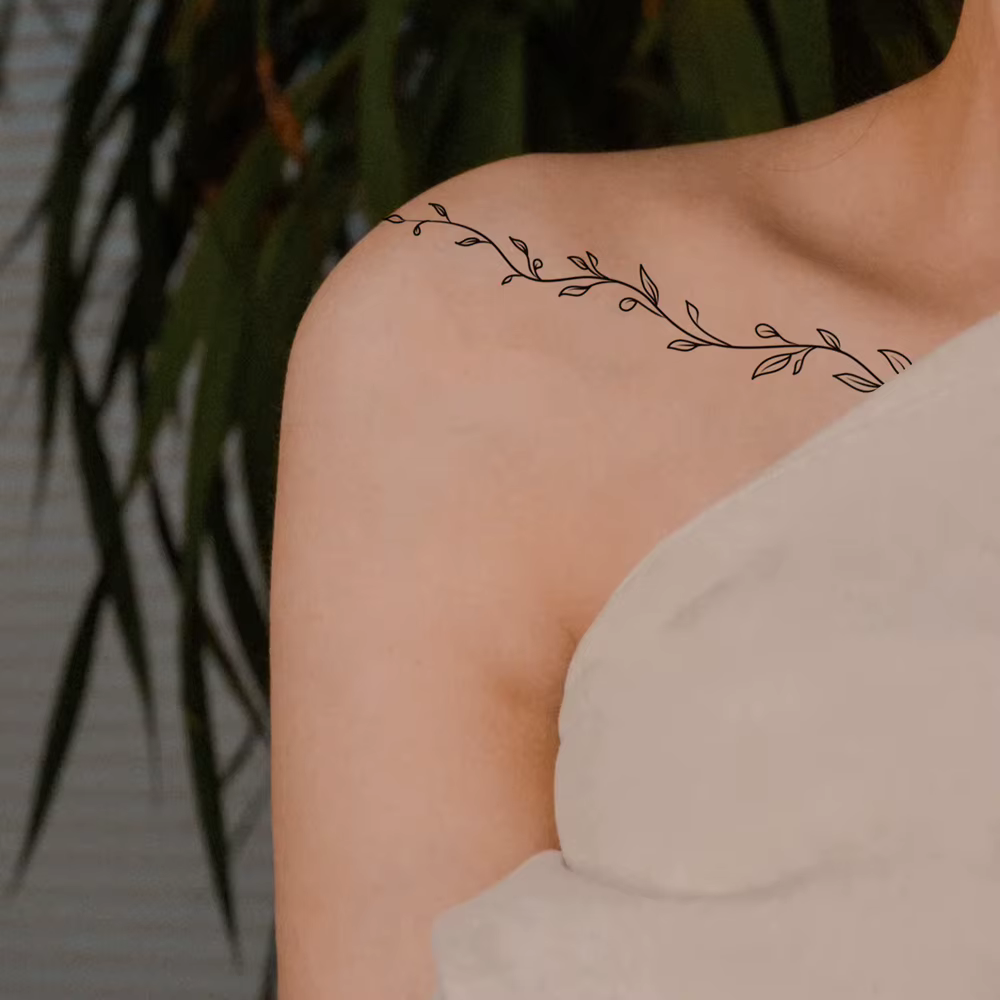 1 autocollant de tatouage temporaire noir motif fleur, plantes et fleurs, pour femmes, art corporel, imperméable, faux tatouage main